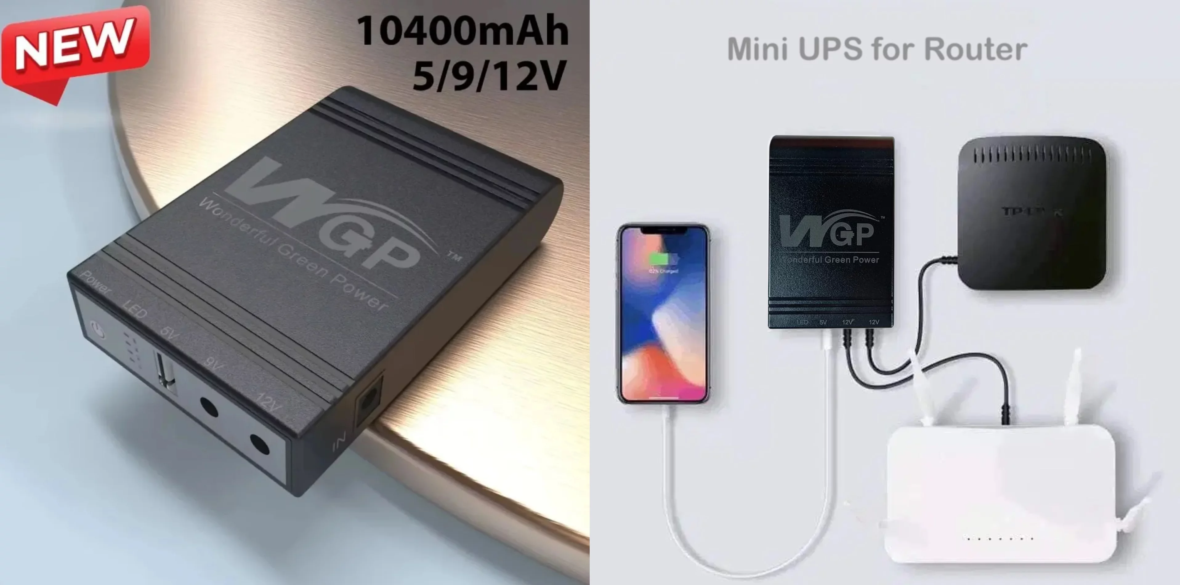 Original WGP Wonderful Mini UPS  5V 9V 12V  10400mAh Battery